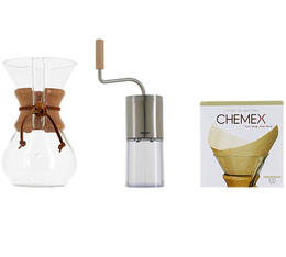 Chemex n°1 kit: 6-Cup Chemex coffee maker + grinder+ 100 filters