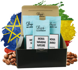 Escape Selection box, Ethiopian Moka Coffee - 3 coffee beans x 250g - Cafés Lugat