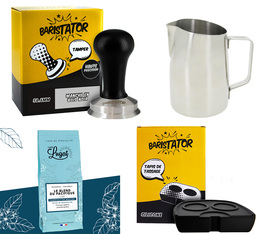 Barista Gift Pack - Milk Jug, Mat, Tamper and Lugat Grain Coffee
