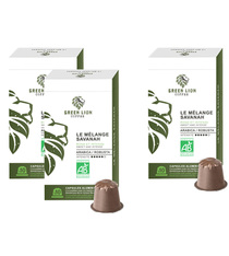 Special Offer 2+1 Green Lion Coffee - Organic Capsules Savanah Blend 3x10 Nespresso compatible