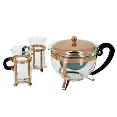 Bodum Chambord copper tea set with teapot & 2 x 30cl cups - Free tea offer!
