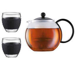 Black Assam Tea Set: 1L Assam tea press + 2 x 30cl cups - Bodum
