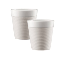 Bodum Set of 2 Bistro Porcelain Mugs With Silicone Sleeve White - 17cl