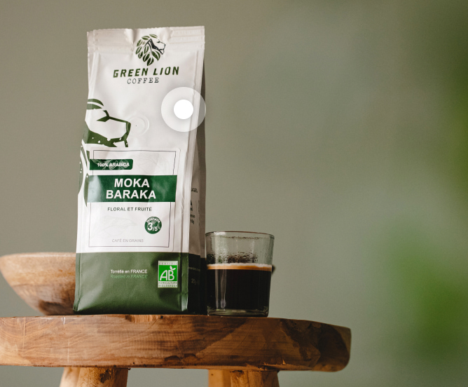 Café en grains Bio : Green Lion Coffee Moka Baraka - 1kg