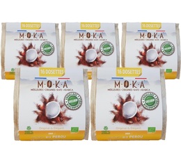 Pack 5 x 16 Dosettes biodégradables compatibles Senseo Perou Bio - MOKA