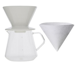 Kit Dripper SCS-04-BR blanc + Carafe Kinto verre 600ml - Slow Coffee Style - Kinto