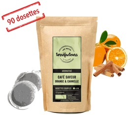 Les Petits Torréfacteurs - Orange & Cinnamon flavoured coffee pods for Senseo x90