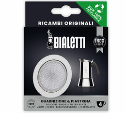 Set of 1 Bialetti seal + 1 filter - 4-cup stainless steel Elegance moka pot