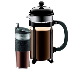Mug isotherme noir 45 cl + Cafetière à Piston Chambord 8 tasses - 1L - Bodum