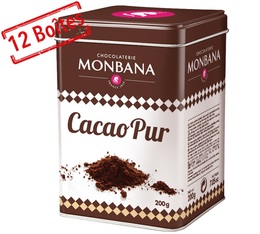 Chocolat - 12 Boîtes de Cacao 100 % Cacao 12x200 g - MONBANA