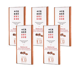 Pack de 5 Tablettes Chocolat au Lait Pépites caramel & sel de Guérande Bio 5x100g - Carré Suisse