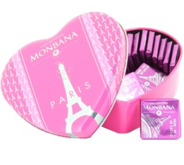 Monbana Heart Gift Box with Chocolate Squares - 100g