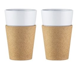 Bodum 2 Bistro Porcelain Cups with Cork Sleeves - 17 cl