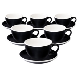6 Tasses Café Latte et sous-tasses Egg 30cl Black - Loveramics