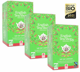 Pack Thé Vert Grenade et pétales de rose bio -  3x20 sachets fraicheurs - English Tea Shop