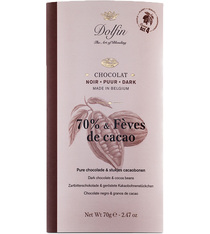 Dolfin Dark Chocolate Bar 70% Cocoa with Cocoa Beans - 70g