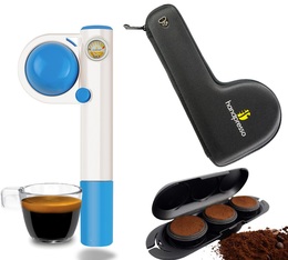 Cafetière Handpresso modèle Pump Pop bleu - Kit en Edition Limitée