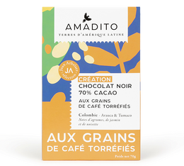 Chocolat noir 70% Création aux grains de café torréfiés - Tablette 70g - Amadito