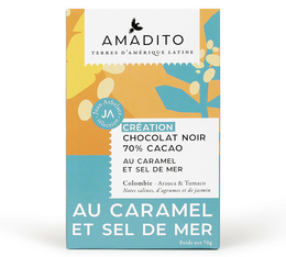 Chocolat noir 70% Création au caramel et sel de mer - Tablette 70g - AMADITO