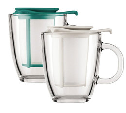 Set of 2 x 35cl Yo-Yo Memphis green and white infusing tea mugs - Bodum