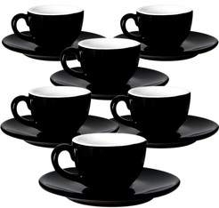 6 Tasses et sous tasses cremaware noir - 9 cl
