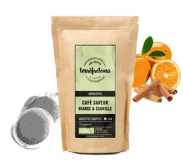 Les Petits Torréfacteurs - Orange & Cinnamon flavoured coffee pods for Senseo x18