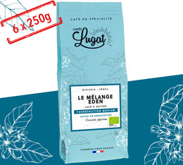 Cafés Lugat Le Mélange Eden Bio - 6x250g - Grains