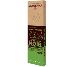 Barre chocolat noir 65% - MONBANA - praliné noisettes