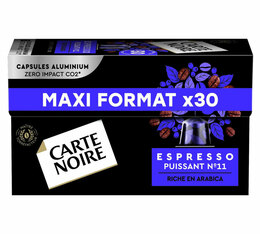 30 Capsules compatibles Nespresso®- Espresso Puissant n°11 - CARTE NOIRE