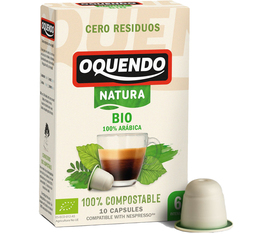 Oquendo Natura Bio organic & compostable coffee capsules for Nespresso x 10