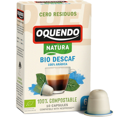 Oquendo Natura Bio Descaf organic & compostable decaffeinated coffee capsules for Nespresso® x 10