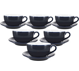 Tasses - ORIGAMI - tasses et sous tasses Latte Bowl bleu marine 25cl x6