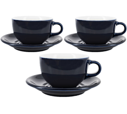 3 Tasses et sous tasses Latte Bowl Origami 19cl - Bleu Marine