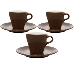 3 Tasses et sous tasses Espresso Origami 9cl  - Marron