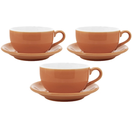 3 Tasses et sous tasses Latte Bowl 25 cl Orange - ORIGAMI