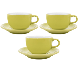 3 Tasses et sous tasses Latte Bowl 19 cl Vert - ORIGAMI