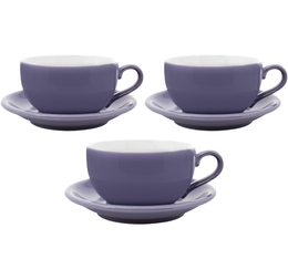 3 Tasses et sous tasses Latte Bowl 25 cl Violet - ORIGAMI