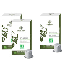 Offre Spéciale 2+1 Capsules Bio L'original 3x10 Green Lion Coffee compatibles Nespresso
