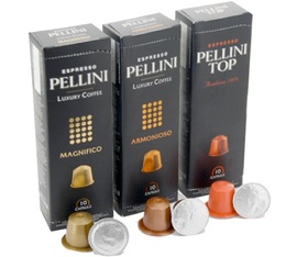 30 Capsules compatibles Nespresso® Biodégradables PELLINI - Pack découverte 