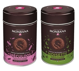 Monbana pack: 2 flavoured chocolate powders - Hazelnut and Speculoos