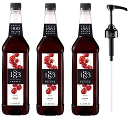 Routin 1883 Cherry Syrup in Plastic Bottle Pack of 3 x 1L + Dosing Pump