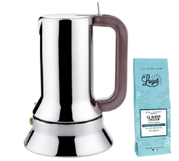 Alessi 9090 6-cup moka pot for induction hobs, designed by Richard Sapper + Café Lugat