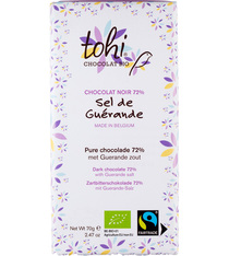 Tablette chocolat noir 74% cacao bio à la fleur de sel 70g - Tohi