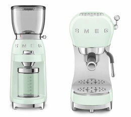 Set Petit-Déjeuner Machine expresso ECF01PGEU et moulin à café CGF01PGEU Vert d'eau - SMEG 
