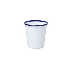 Falcon Enamelware white cup with blue border - 124ml