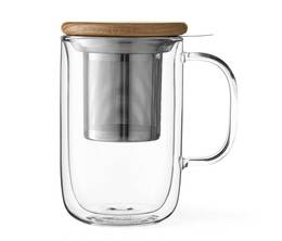 ‘Minima' Balance 400 ml double-wall glass Tea mug with infuser - Viva Scandinavia