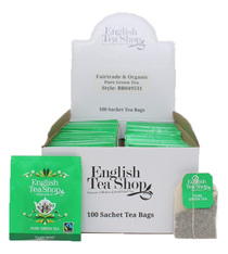Thé vert bio fairtrade - 100 sachets plats individuels - English Tea Shop