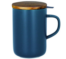OGO Living Blue stoneware large tea infusing mug with wooden lid - 475ml