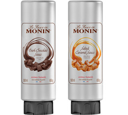 Lot de 2 Sauces Topping Monin - Chocolat Noir et Caramel - 2 x 500 ml