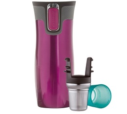 Contigo Autoseal Westloop Pink insulated travel mug with tea infuser - 47cl